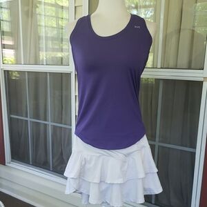 DUC Hailey Purple Racerback Tank Top with White Elevated Ruffle Skort 2 Pcs